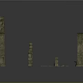 Classical Stone Sculpture Carvings With Arches Columns And Brick Wall Designs