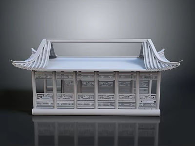Traditional Chinese Architecture Model With Classic Eaves And Carved Wooden Details 3d model