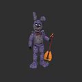 Purple Rabbit Game Character Holding Orange Guitar With Bow Tie And Plush Design
