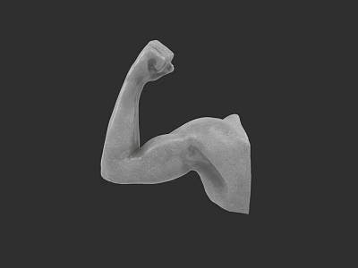 Detailed Muscular Human Arm Sculpture With Flexed Bicep And Gray Finish 3d model