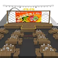 Xia Pu Xia Pu Hotpot Restaurant Interior With Stage And Tables Chairs Setup