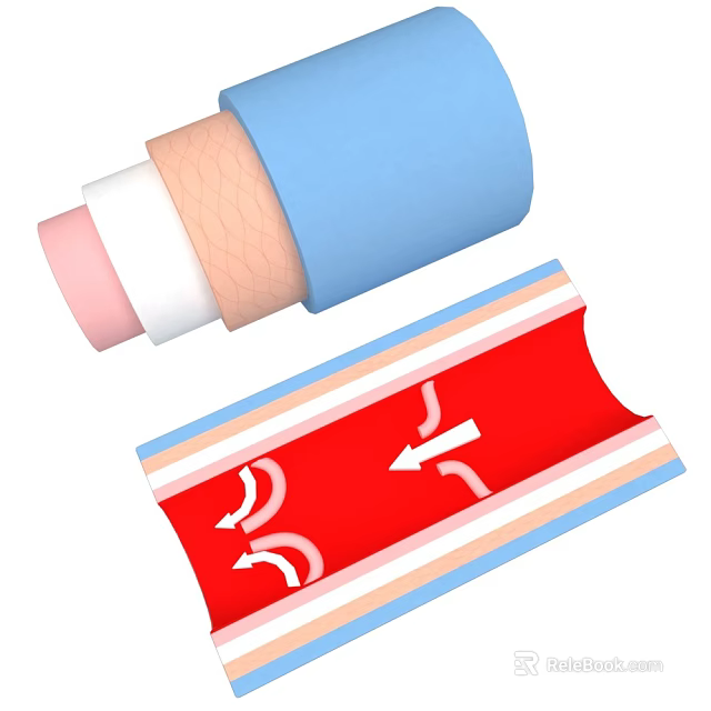 Blue Cylindrical Roll And Red Strip With White Arrows Patterns And Material For Indicator Use 3d model 