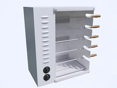White Cabinet With Multiple Drawers Wooden Handles Side Ventilation Holes And Bottom Knobs 3d model