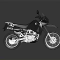 Sleek Black Off Road Motorcycle Featuring Luggage Rack Silver Engine And Modern Design