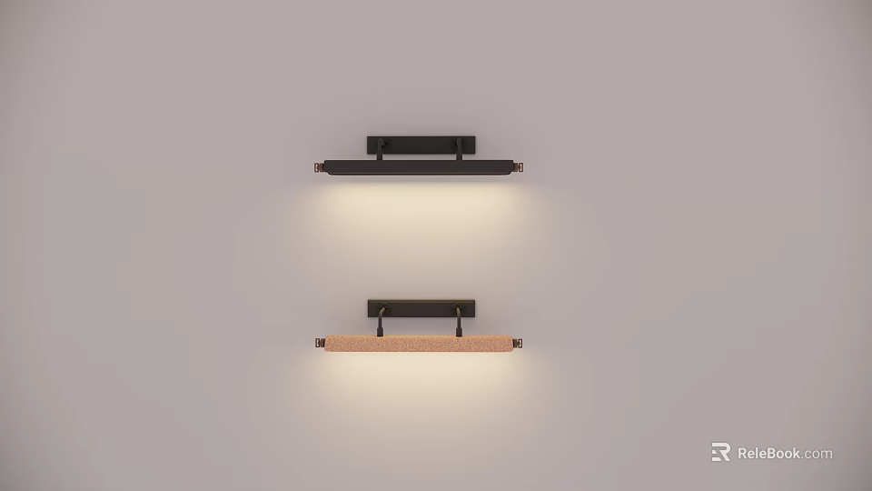 Modern Wall Lamps With Black Frame And Wooden Shade For Interior Lighting Design 3d model 
