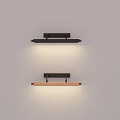 Modern Wall Lamps With Black Frame And Wooden Shade For Interior Lighting Design