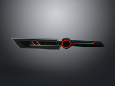 Modern Futuristic Weapon With Black Blade Red Accents And Circular Handle Design 3d model