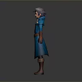 Animated Game and Movie Character With Gray Hair Blue Coat Brown Gloves and Boots