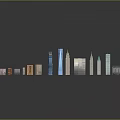 Modern Urban Architectural Complex With High Rise Skyscrapers Diverse Heights And Glass Facades