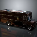 Brown Shiny Food Truck With Glass Top And Reflective Surface