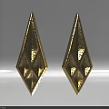 Gold Diamond Shaped Carved Earrings With Intricate Geometric Design Details