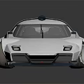 White Sports Car with Sleek Aerodynamic Body Large Alloy Wheels Transparent Windshield Modern Concept Design