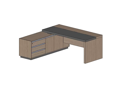 L Shaped Wooden Office Desk With Drawers Storage Cabinet And Black Top 3d model