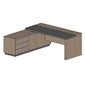 L Shaped Wooden Office Desk With Drawers Storage Cabinet And Black Top