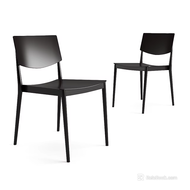 Two Black Modern Leisure Chairs With Sleek Structure And Ergonomic Backrest 3d model