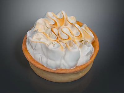 Delicious Homemade Tart With Creamy Meringue Topping And Caramelized Golden Edges On Flaky Buttery Crust 3d model