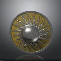 Ancient Round Shield Weapon with Sun Ray Design Yellow Background and Silver Center 3d model