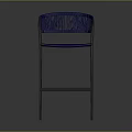 Modern Blue Bar Chair Featuring Metal Frame And Patterned Backrest Design