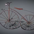 Vintage Bicycle With Large Front Wheel Small Rear Wheel And Leather Seat
