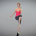 Woman In Pink Tank Top Doing Single Leg Exercise With Sneakers On Grey Background