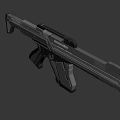Futuristic Rifle With Sleek Black Metallic Design Glowing Red Accents Ergonomic Grip And Magazine