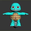 Blue Plush Toy Turtle With Red Eyes Brown Shell And Open Arms Standing Pose