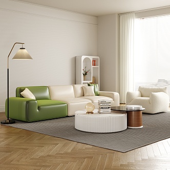 Modern Sofa Coffee Table Combination Cream Sofa Coffee Table Combination 3d model