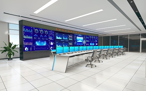 Modern Monitoring Room Command Center Control Room Monitoring Center Console Monitoring Station Monitoring Large Screen Monitoring Center 3d model