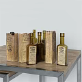 Vintage Elderflower Cordial Wine Bottles With Wooden Packaging Boxes On Wooden Table
