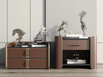 Light Luxury Bedside Table 3d model