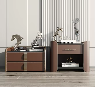 Light Luxury Bedside Table 3d model