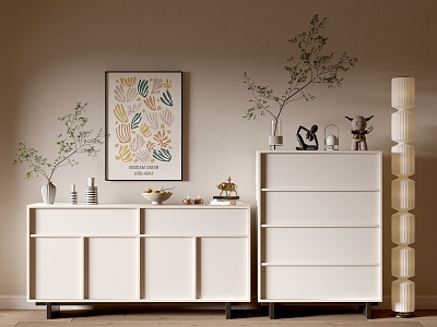 Modern Cream Style Bookcase Whole Cabinet Sideboard Cabinet Balcony Cabinet Storage Cabinet Entrance Cabinet 3d model