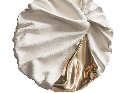 Modern Circular Wall Decor with Textured Pleated Ivory and Gold Finish for Contemporary Home Interiors 3d model