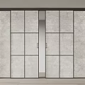 Modern Sliding Doors with Gray Glass Panels and Black Frames Design 3d model