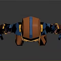 3D Rendered Mechanical Character With Blue Orange Armor Helmet And Limb Structure Design