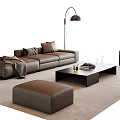 Modern Italian Sofa Coffee Table Combination Leather Sofa Multi-Person Sofa Single-Person Sofa Floor Lamp Side Table Decoration Sofa Stool 3d model