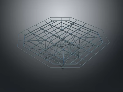 Geometric Metal Frame Structure Scenery With Interconnected Lines And Gray Gradient Background 3d model