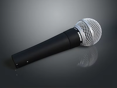 High Quality Handheld Microphone With Black Handle And Silver Mesh Grill For Daily Use 3d model