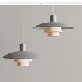 Modern Minimalist Gray And White Pendant Lights Hanging In Double Design