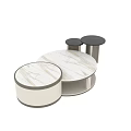 Modern Round Dining Table With Marble Top And Wooden Nested Base Design