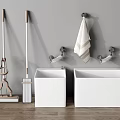 Essential Cleaning Tools With Mop Broom White Bins And Towel On Wall