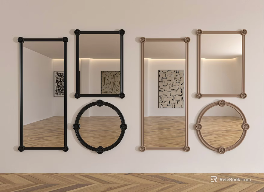 Mirrors With Various Shapes And Frame Designs For Interior Decor 3d model
