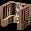 Wooden Wine Cabinet With Multi Layer Compartments And Wine Bottle Storage Design 3d model
