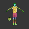 Basketball Player Wearing Lakers Number 5 Yellow Jersey Standing With Outstretched Arms And Basketball