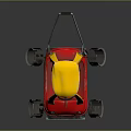 Red And Yellow Children's Toy Car With Yellow Roof Black Wheels And Push Handle