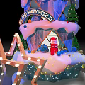 Festive Decorative Tower With Colorful Layers Pink Blue Accents And Star Shaped Light Frames