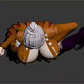 Anime Female Character With Silver Hair Orange Coat Plaid Skirt And Purple Thigh High Socks
