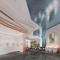 Modern Sales Office Interior Design With Unique Ceiling Model Display And Marble Floor