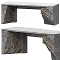 Modern Gray Dining Table Featuring Rock Texture Legs And Smooth Tabletop 3d model