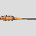 Spiked Weapon Wooden Bat With Metal Spikes And Dark Brown Handle Design